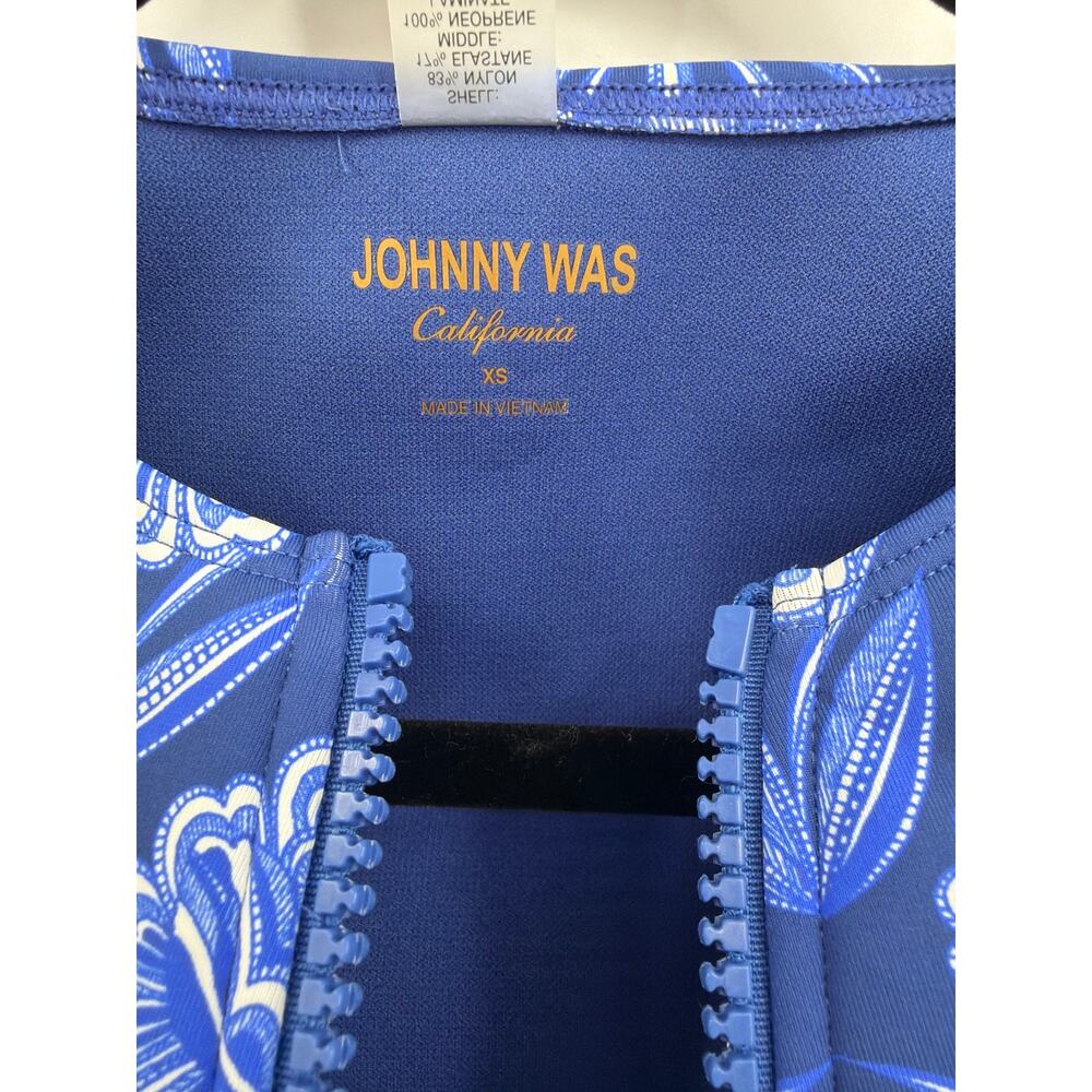 Johnny Was Indigo Floral Neoprene One Piece Swimsuit Boho XS UPF 50 Coastal - Picture 6 of 9